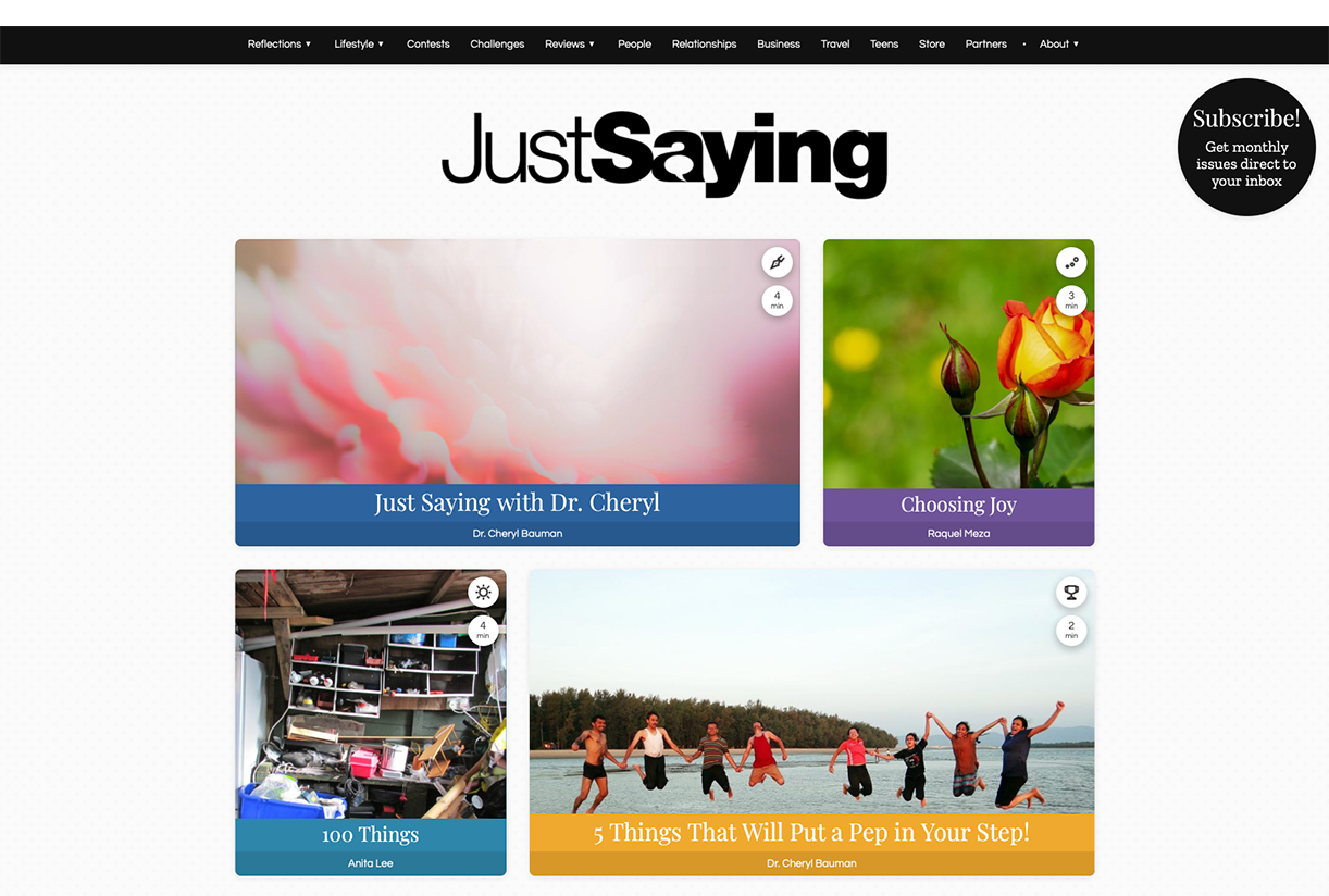 JustSaying website homepage